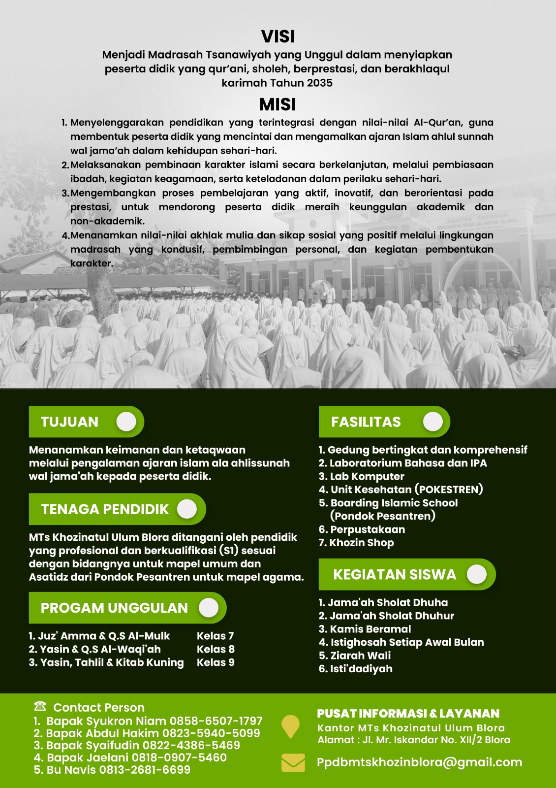 AYO SEKOLAH DI MTs KHOZINATUL ULUM BLORA!