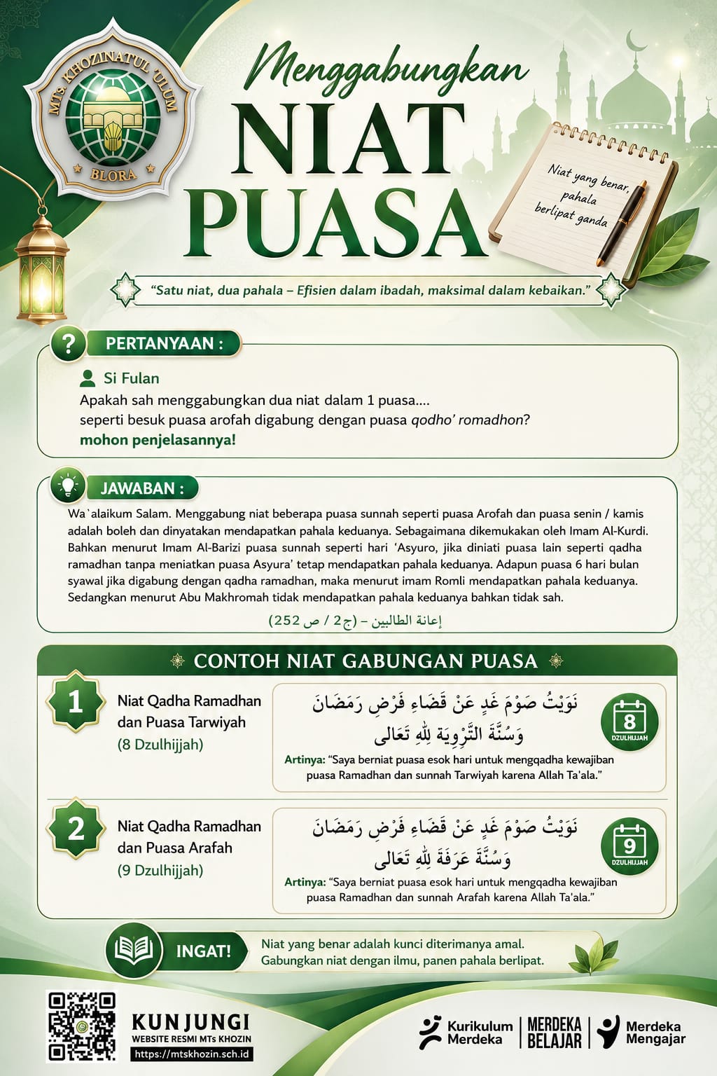Bolehkah Menggabungkan Dua Niat Puasa?